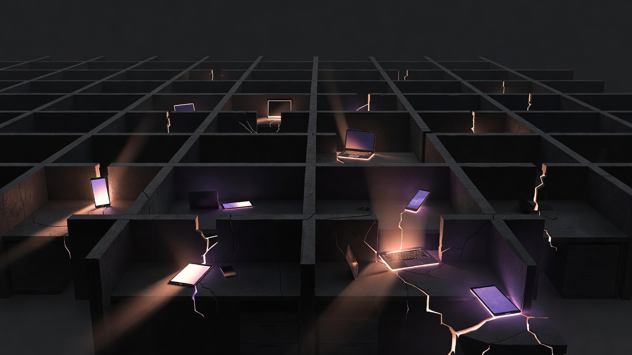 Illustration of shadow AI usage fracturing corporate control structures