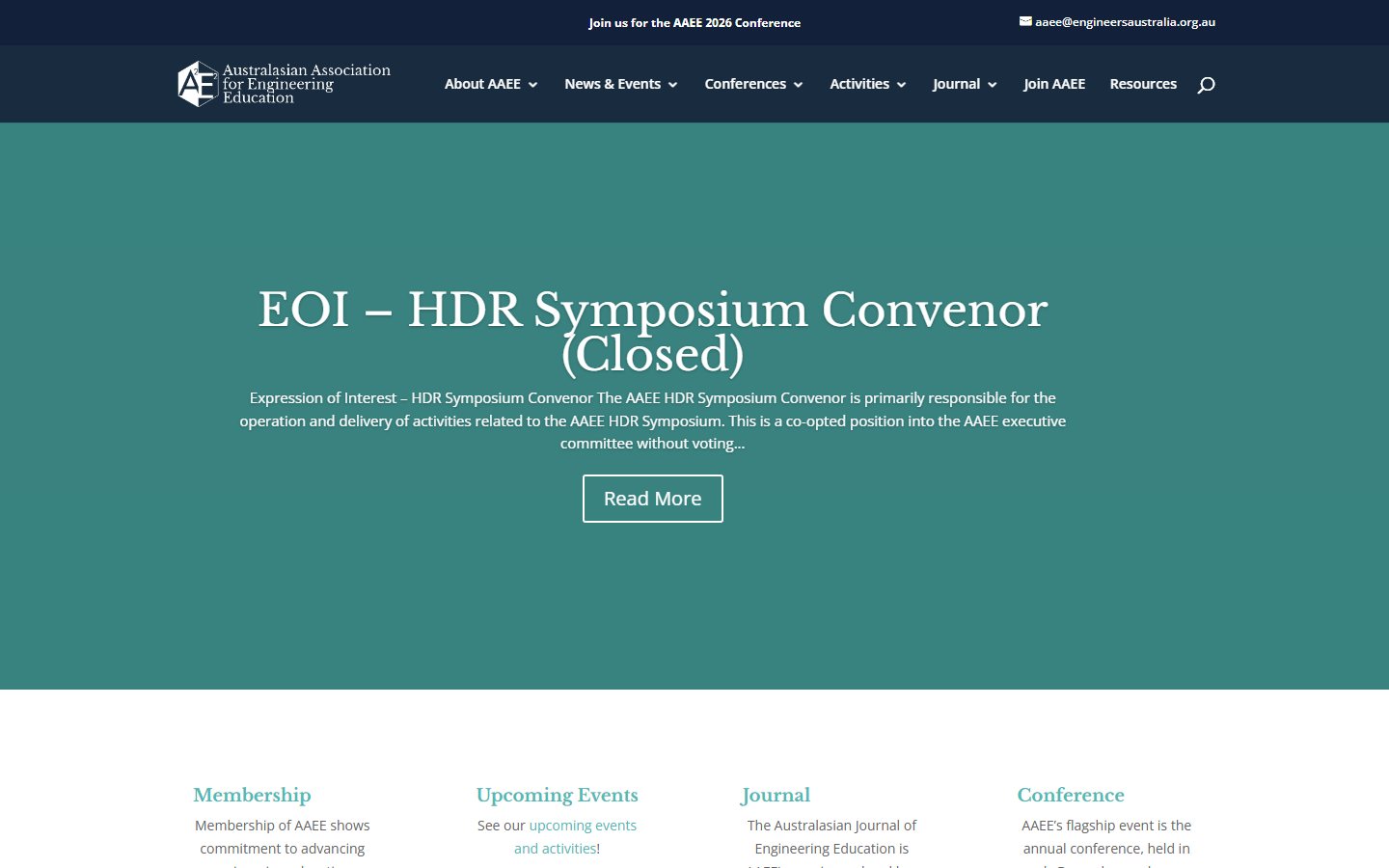 AAEE — desktop homepage screenshot