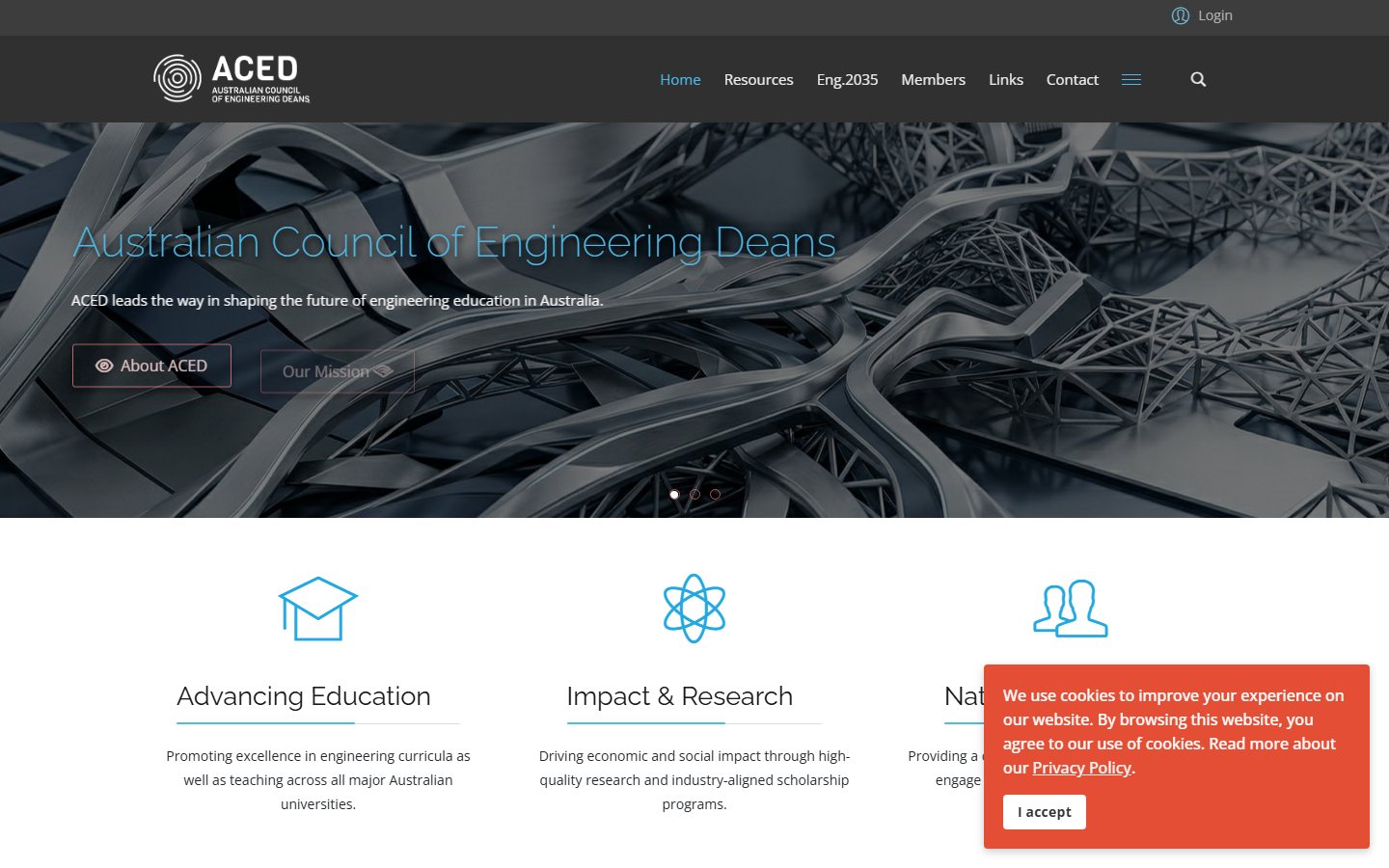 ACED — desktop homepage screenshot