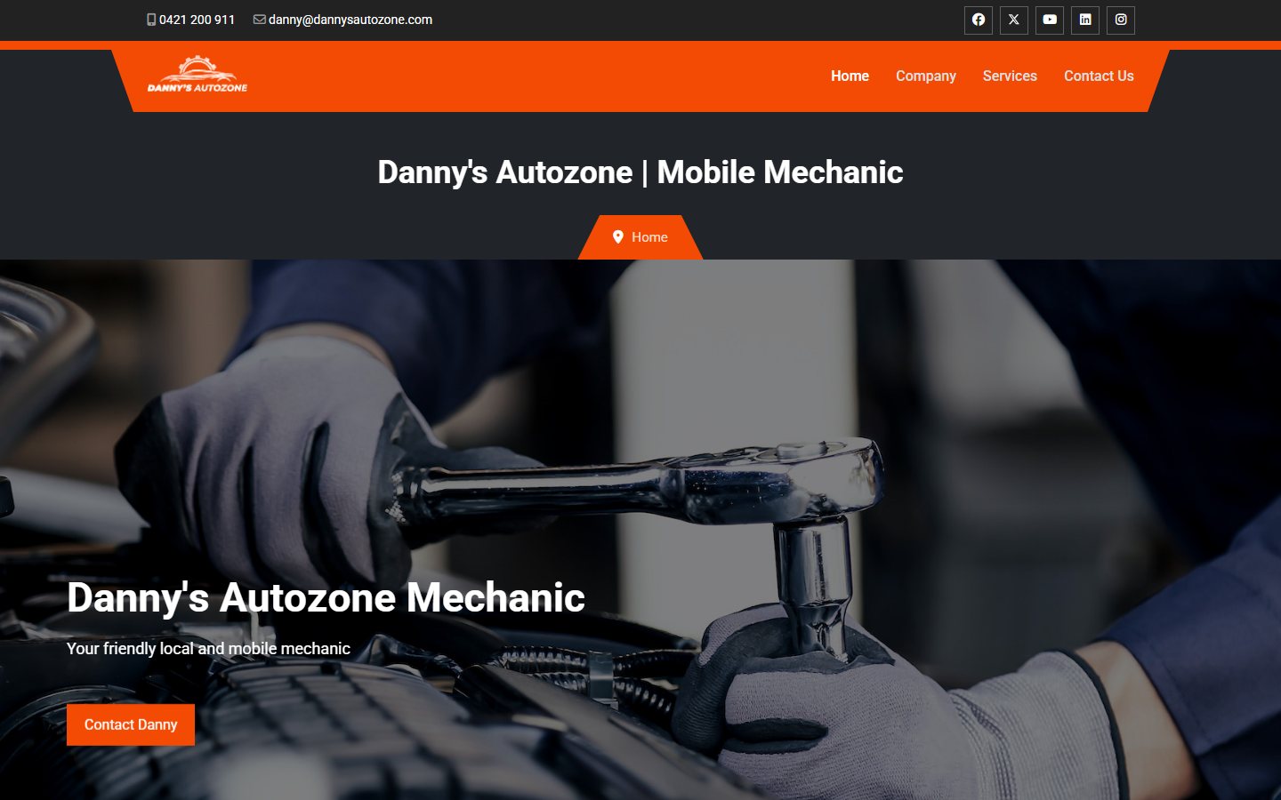 Danny's Auto Zone — desktop homepage screenshot