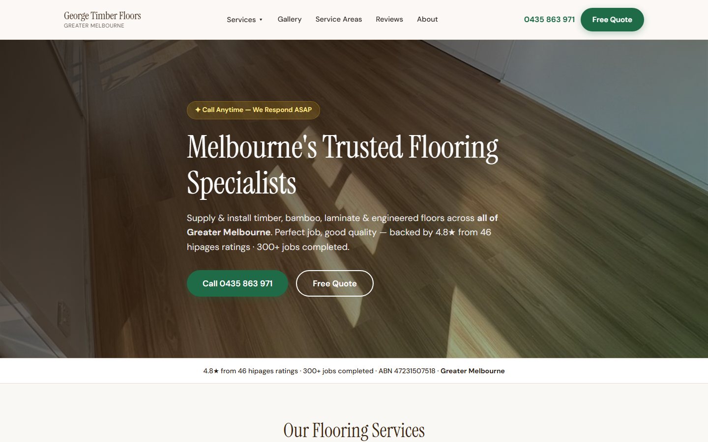 George Timber Floors — desktop homepage screenshot