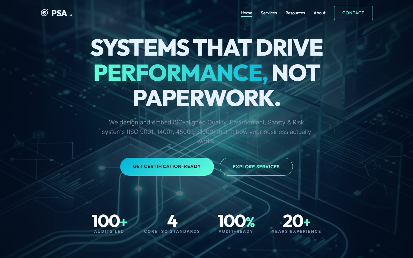 Project Systems — desktop homepage screenshot