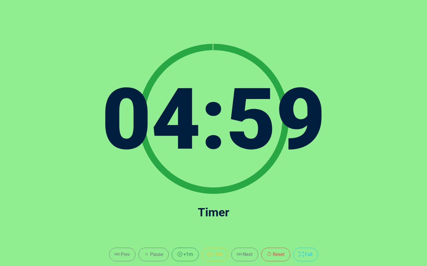 Live countdown — progress ring and controls